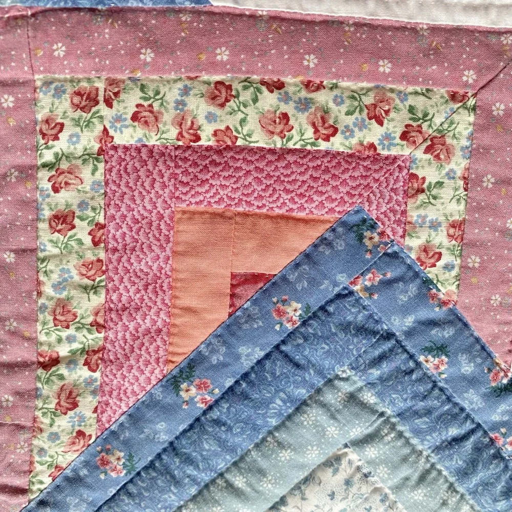 Vintage Handmade Patchwork Star Quilt Hanging Wall Decor 44x43